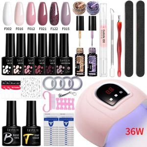 Kits Lilycute Professional Nail Set Nagel Gel Kit met 36W UV -nagellamp voor Nail Art Set Semi Permanente Gel Nagell Polish Manicure Set