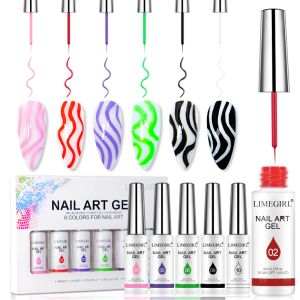 Kits Limegirl Nail Art Line Poolse gel Kit 6 kleuren voor UV/LED -verfnagels Tekening Poolse Diy Painting Varnish Liner Gel Tool Kit