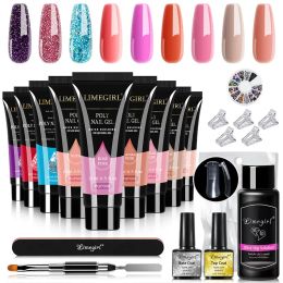 Kits Limegirl Nail Extension UV Gel Set para dedo Francés Extensión rápida Gel Soak Off Nail Art DIY Manicura Gel Barniz Kits de uñas