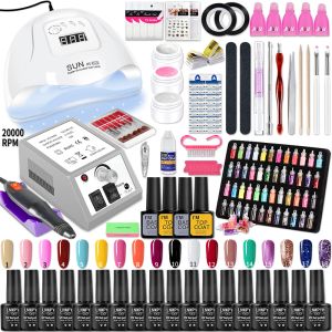 Kits manicure set acryl nagelkit met led nagellamp semi permanent vernis acryl extension gel kit elektrische nagelborte nagelgereedschap