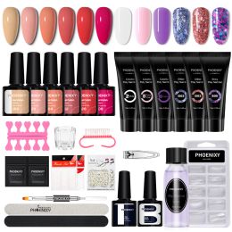 Kits de manucure, ensemble de vernis à ongles en Poly, 10 pièces sans lampe, ensemble d'outils de manucure, outils d'art des ongles, ensemble de vernis à ongles en Gel