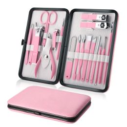 Kits Manucure Set Professional Nail Clippers Kit Pédicure Care Tools en acier inoxydable Kit de toilettage 18pcs pour les voyages ou la maison