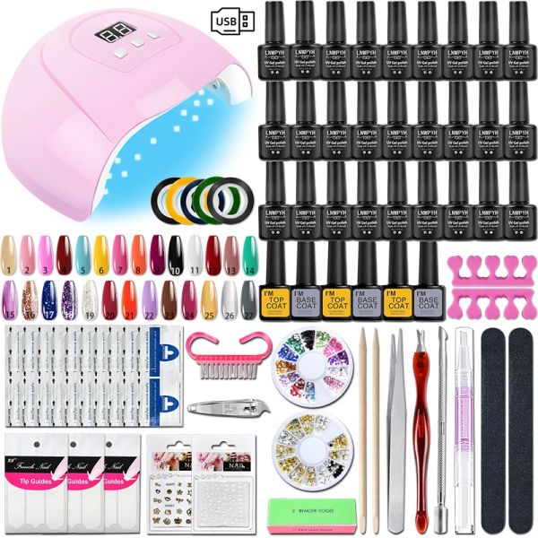 Kits Kit Manucure Ensemble avec 36W Kit de vernis à ongles UV Gel 27/18/9 Couleurs Gel Ensemble de vernis semi-permanent Vernis Nail Art Tools Kit