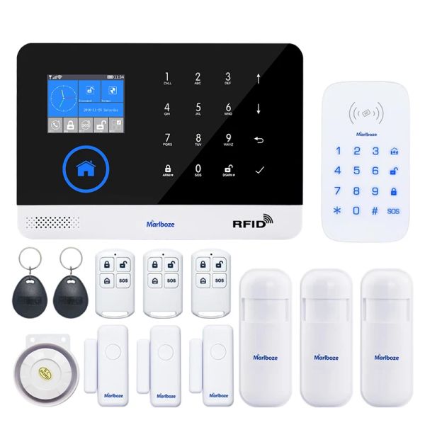 Kits Marlboze Wireless Home Security GSM WiFi GPRS Sistema de alarma IOS Android Control remoto Control RFID Sensor de sensor PIR PIR