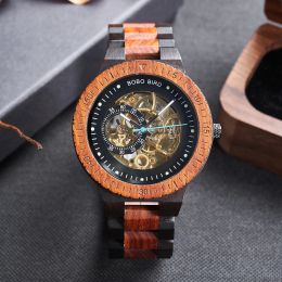 Kits Mechanische horloges Automatische man Kijk voor mannen Reloj Hombre Luxe mannelijke polshorloge Pols -uurwerken Custom Wood Watch Bobobird