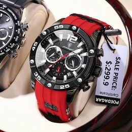 Kits mannen kijken kwarts sportbedrijf siliconen horloge 3ATM waterdichte datum klok met lichtgevende relogio masculino