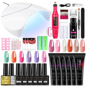 Kits Moskany Nail Extension UV -gel Set Whit Led Nail Drying Lamp Semi Permanente Pools Tool Kit en DIY Fake Manicure Starter Set