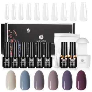 Kits kit de gel ongle Mshare Kit 8pcs / set x5ml tremper off semi permanent top top uv ongles LED Vernis Nail Art Gels Boîte-cadeau laquer