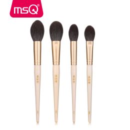 Kits MSQ 2PCS Brosses de maquillage Set Hoil High Highlight Powder Powder Grand maquillage Brosse Kits Gold Ferrule Natural Wood