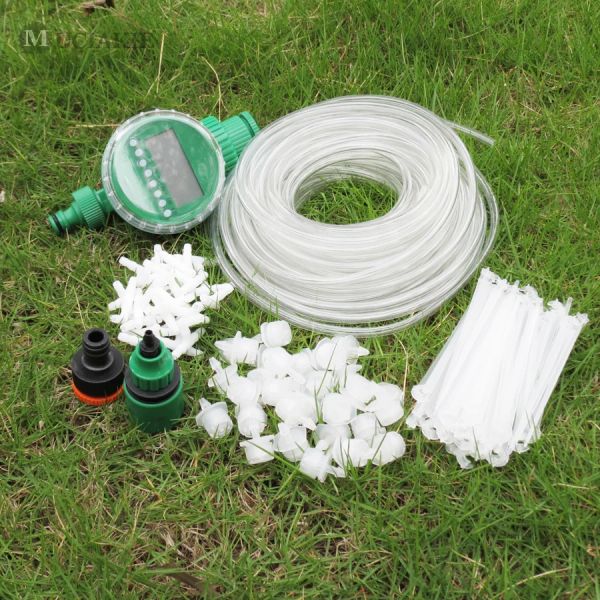 Kits MUCIAKIE 25M transparent ou noir bricolage Micro système d'irrigation goutte à goutte plante auto automatique minuterie d'arrosage tuyau d'arrosage Kit goutteur