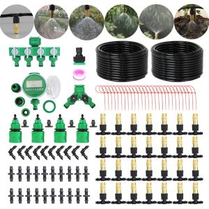 Kits MUCIAKIE 50M5M système de refroidissement d'irrigation par Micro brumisation de jardin minuterie automatique brume de Patio buse en laiton Kits de pulvérisation réglables