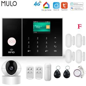 Kits mulo 4G 3G Security Alarm Systems Tuya Smart Wifi trabaja con Alexa Home ladrón Detector de movimiento Alarmas del detector de humo inalámbrico