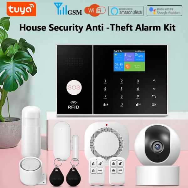 Kits Mulo WiFi GSM Alarm System for Home Wireless Security Famber System Kit 2G Smart Life Tuya App Control Work with Alexa