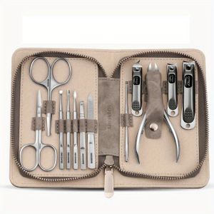 Kits Kits Nail Clippers Manucure Set 12 PCS Kit Clipper Nail Premium avec étui en cuir comprend un cadeau parfait pour les hommes et les femmes