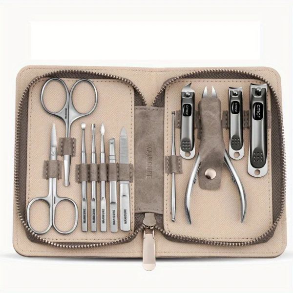 Kits Kits Nail Clippers Manucure Set 12 PCS Kit Clipper Nail Premium avec étui en cuir comprend un cadeau parfait pour les hommes et les femmes