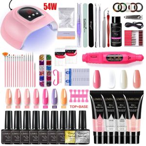 Kits Kit d'extension de l'ongle Polon à ongles Polon en gel avec un kit de manucure de lampe à ongles à LED UV et couche de finition de base pour salon et maison