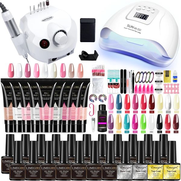 Kits juego de uñas esmalte de uñas con lámpara LED de la lámpara UV secador de gel semi permanente conjunto de herramientas de arte de uñas profesionales kit de manicura