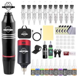 Kits New 55PCS Kit de tatouage sans fil professionnel complet complet de tatouage de brouillard sec