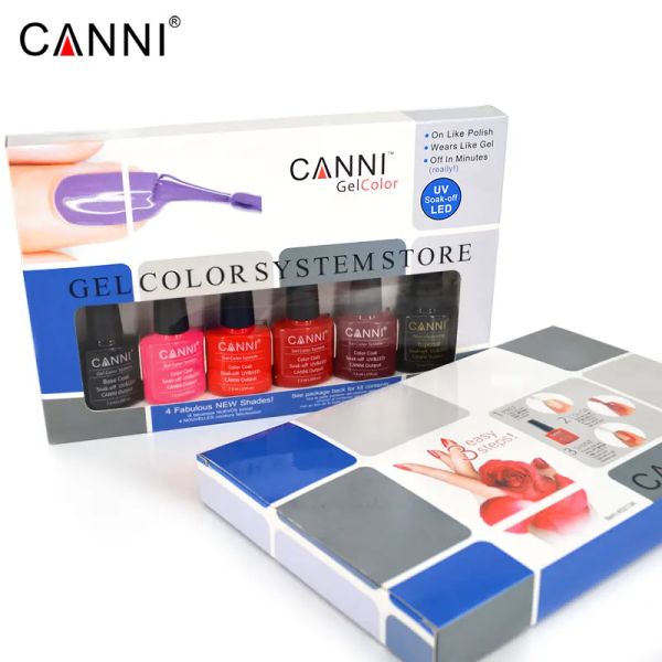 Kits nouveaux 6pcs / lot canni trempage de lad led du gel de base de nail uv dur