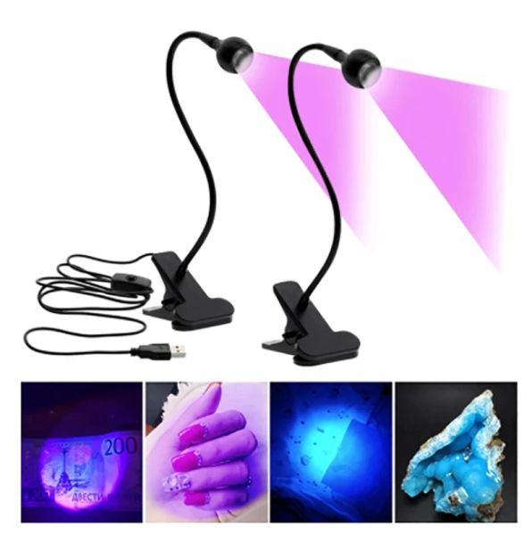 Kits Nouveau lampe à LED pour clous Clidon Tube métallique flexible USB Light UV à doigt unique pour ongles Gel Polish Gel Polie lampe