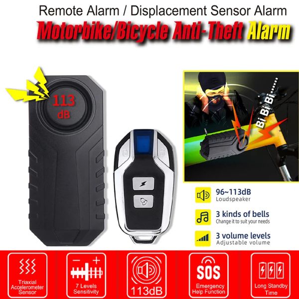 Kits OnMyst Wireless Bicycle Anti Lost Rappel Alarm Alarm Motorcycle Scooter Sécurité Vector Antift Alarmes Remote