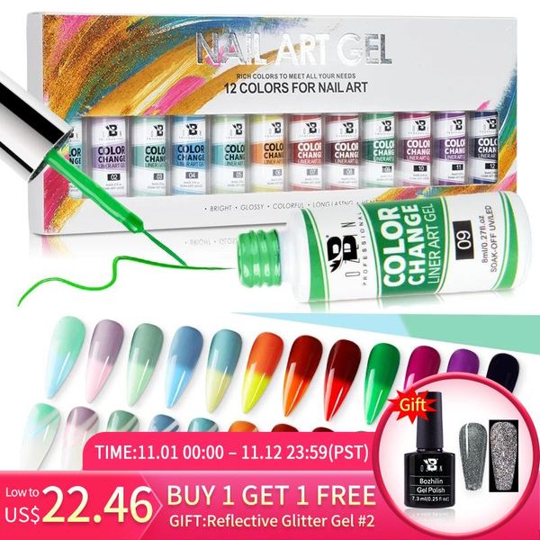 Kits peinture gel vernis à ongles ensemble 12 couleurs de température de température Changement de couleur art art trempage off gel gel vernis nail art laquers