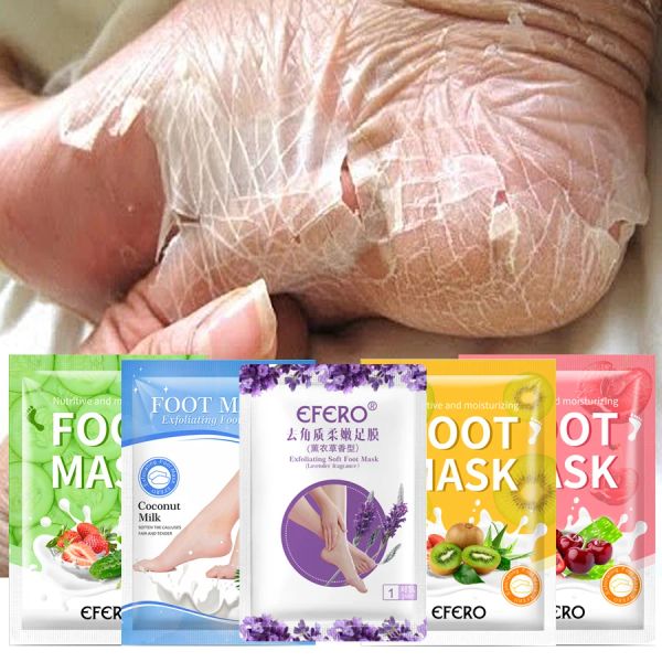 Kits Peeling Feet Masks Exfoliantes calcetines de máscara para el pie para calcetines de pedicura Eliminar el talón de la piel muerta Humedad Cuidados del pie 30Pair = 60pcs