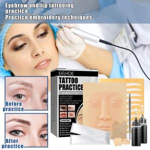 Kits Maquillaje permanente Kits de tatuaje de cejas Microblading Práctica de tatuaje Piel Taza para tinta Tatuaje Pistolas manuales Suministros de tatuaje Kit de inicio