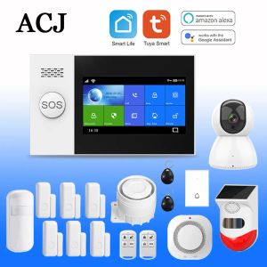 Kits PG107 Tuya inalámbrico WIFI GSM sistema de alarma antirrobo para el hogar cámara IP PIR Sensor de movimiento Sensor de puerta Kit de alarma de seguridad Control por aplicación