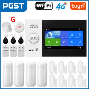 Kits PGST 4,3 pouces HD 4G Système d'alarme WiFi Système tactile sans fil Tuya Smart Life Control Work with Alexa PG107