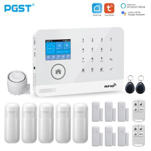 Kits PGST PG103 Système d'alarme WiFi GSM Tuya Système de sécurité à domicile sans fil avec une application de capteur de mouvement de la carte RFID