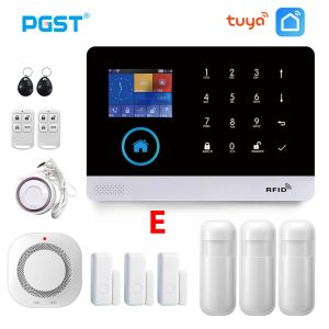 Kits PGST PG103 TUYA WIFI GSM Wireless Home Security met Fire Smoke Detector Alarm System Remote Control Smart Life