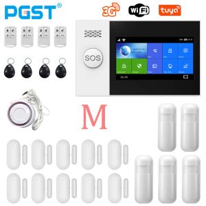 Kits PGST PG107 4G Tuya Wireless Home WiFi GSM Home Security with Motion Detector Sensor Burglar Alarm System Support Alexa Google