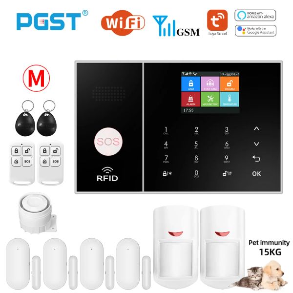 Kits PGST PG108 WiFi 2G Système d'alarme GSM Système de cambrioleur Home avec capteurs de mouvement Kit d'alarme sans fil Alexa