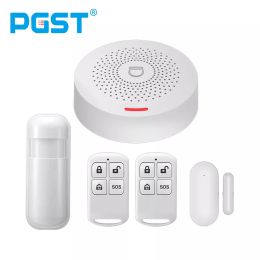 Kits PGST PW150 Tuya WiFi Home Alarm System Wireless Security Fambor Smart Home Contrôle d'applications avec capteur de mouvement PIR