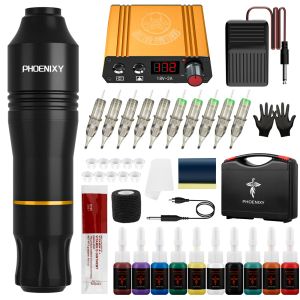 Kits Phoenixy Complete Tattoo Kit Tattoo Machine Set Beginner Tattoo Pen Kit Naalden Pigment voor permanente make-up Tattoo Supplies Kit