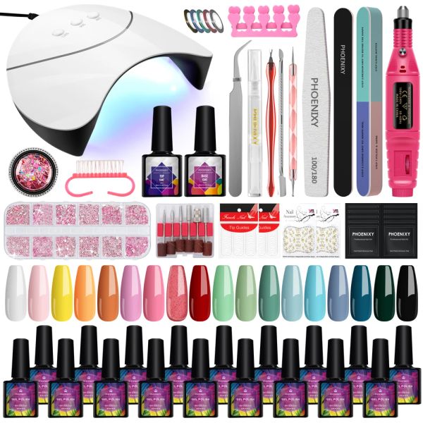 Kits kit kit de vernis à ongles en gel phoenixy avec sèche-lin à LED UV semi permanent gel de vernis