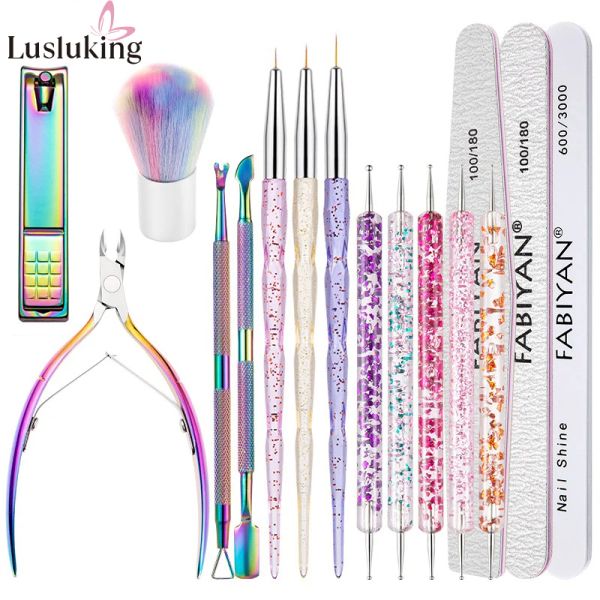 Kits pro acrylique kit de clous en jeu complet pour les brosses à ongles nail art des ciseaux de cuticules calipper pointu