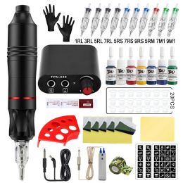 Kits Professionele tattoo-machineset Roterende tattoo-penset met cartridges Naalden Tattoo Gun Voeding Complete tattoo-set