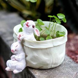 Kits Lapin Résine Pot de Fleurs Planteur Hydroponique Pot de Fleur Succulent Pot Fournitures de Jardinage Plantes en Pot Pots de Jardin Pots de Plantes Cadeau