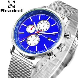 Kits Readeel Watches Men de malla de acero inoxidable Men Match Watch Cronograph Watch Reloj Men Relogio Masculino Luminous Wutwatch Man