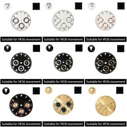 Kits Remplacer le cadran de la montre de 29 mm, le cadran lumineux vert est applicable aux parties modifiées de la montre de mouvement de quartz VK63, un