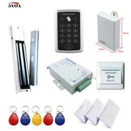 Kits Kit Système de contrôle d'accès RFID Kit de porte en bois + verrouillage magnétique Eletric + carte d'identité Keytab + fournisseur d'alimentation + bouton + sonnette