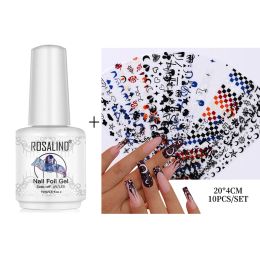 Kits Rosalind Transfer Gel en Star Transfer Stickers Set, Transfer Nail Foil Stickers Modieuze DIY Transfer Nailgel Set