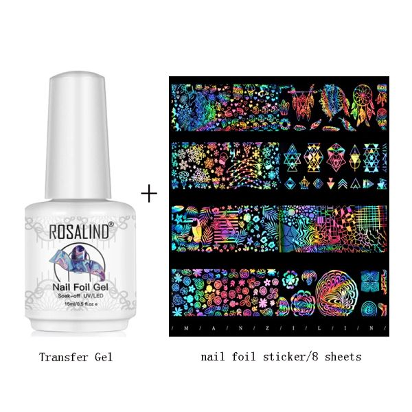 Kits Rosalind Transfer Gel Starry Sky Sticker Transferencia de uñas Pegatinas Adhesivas Adhesivas Transferencia de uñas Pegatina de uñas Diel