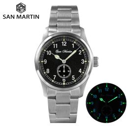 Kits San Martin 37 mm Pilote Regarder Ronda 6004 Mouvement de quartz Military Fashion Style Men Men de bracele