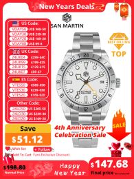 Kits San Martin Nouveau 39 mm mécanique automatique GMT Watch NH34 Watch Sport en acier inoxydable Sapphire Luminal étanche pour les hommes Relogio