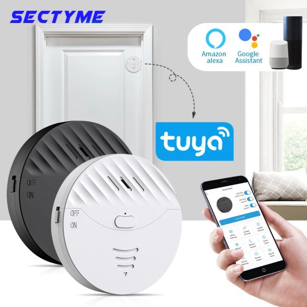 Kits sectyme tuya smart wifi puertas de la ventana alarma sensor de vibración de 130 dB de vidrio vibración sensor de ladrones de alarma de seguridad para el hogar