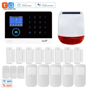 Kits Système d'alarme intelligente WiFi GSM Tuya Home Security Alarm System PG103 433MHz Détecteurs Contrôle de l'application LCD Wireless LCD Sirène