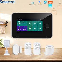 Kits SMARTROL G60 WiFi Système d'alarme de sécurité GSM Touchez LCD Écran d'empreinte digitale Arming Keyboard App accessoires de télécommande Capteur